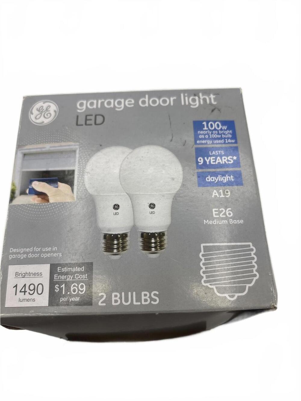 Garage Door Light GE LED 100 watts A19 E26 Medium Base Set of 2 in box